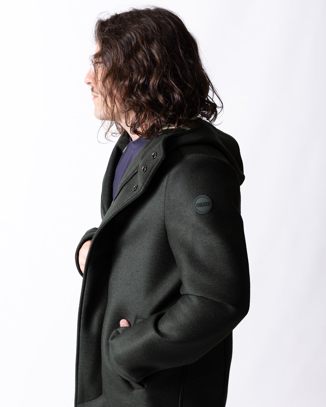 Cappotto Colmar lungo in panno di lana con cappuccio uomo