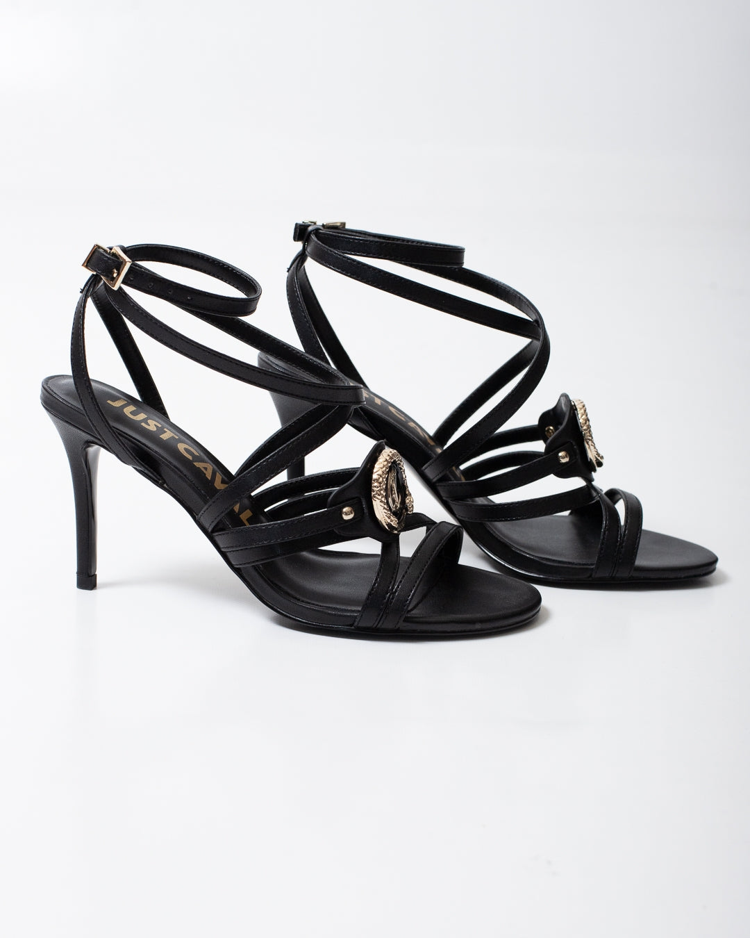 Tacco Just Cavalli in pelle con placca logata donna