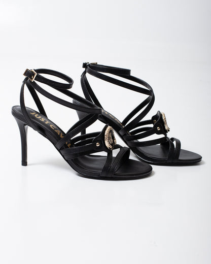 Tacco Just Cavalli in pelle con placca logata donna