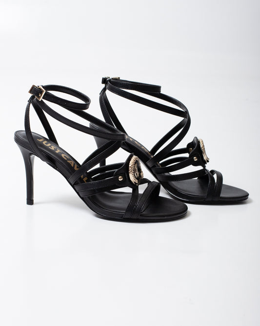 Tacco Just Cavalli in pelle con placca logata donna
