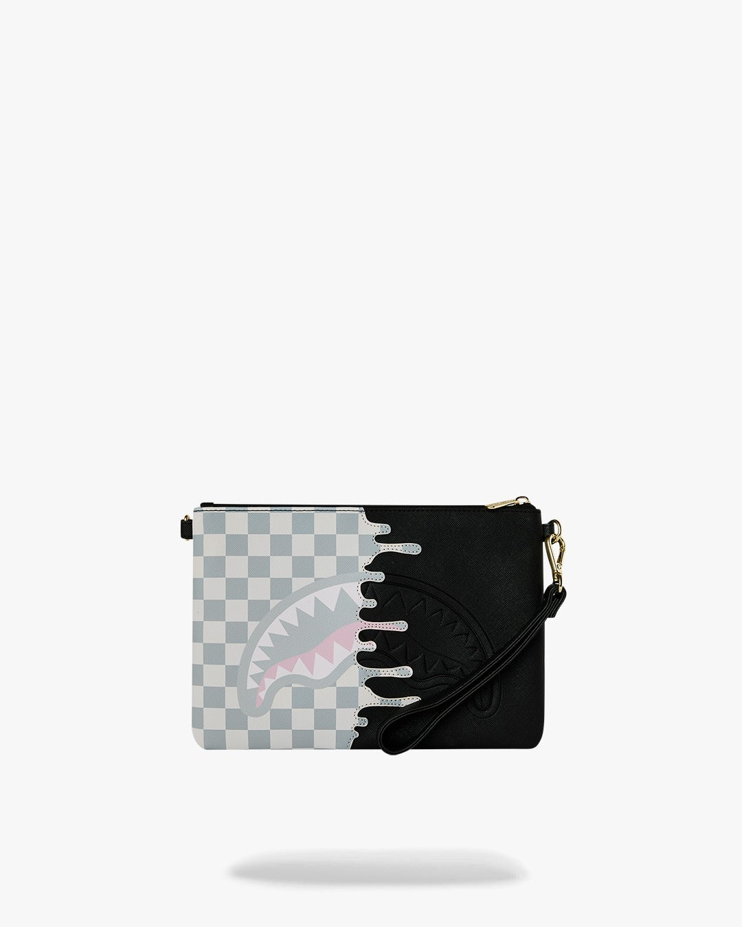 Pochette Sprayground nero CREAM CHECK UNFINISHED SHARK CROSSBODY POUCHETTE clutch con tracolla