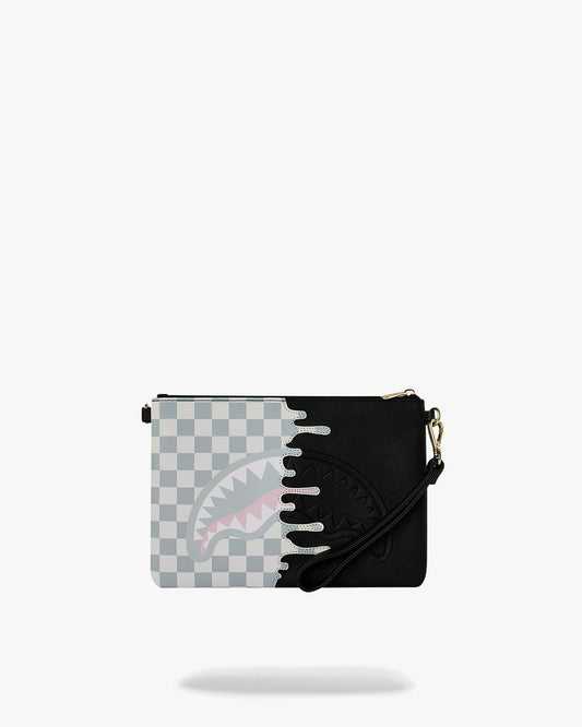 Pochette Sprayground nero CREAM CHECK UNFINISHED SHARK CROSSBODY POUCHETTE clutch con tracolla