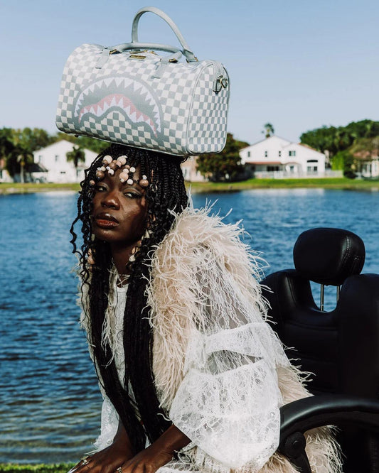 Borsa Sprayground bianco Knit sharks in paris cream  mini duffle