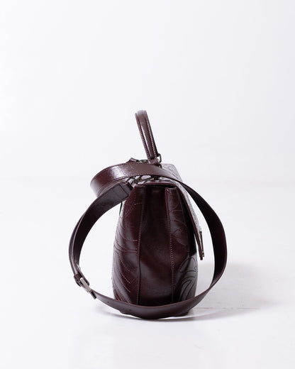 Borsa John Richmond con logo "JR" in pelle dalla finitura lucida e grafica in ricamo