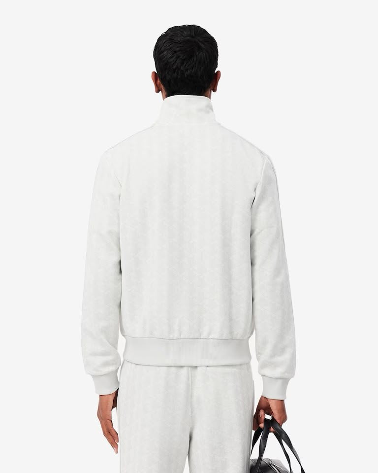 Felpa Lacoste con zip logata allover uomo