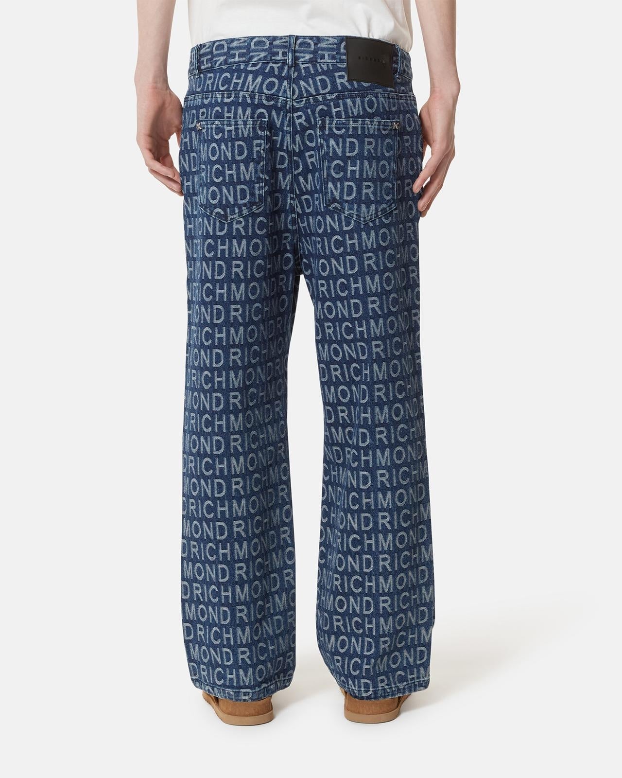 Jeans Richmond X svasato con logo all-over uomo