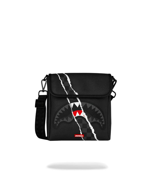 Tracolla Sprayground nero CENTER RIP REVEALING GRAY CHECK MESSENGER SLING 