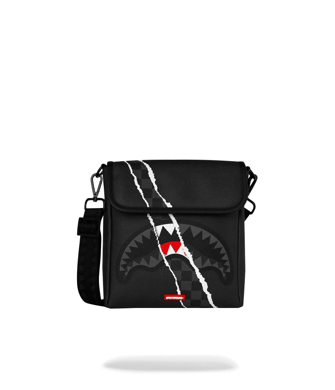 Tracolla Sprayground nero CENTER RIP REVEALING GRAY CHECK MESSENGER SLING 