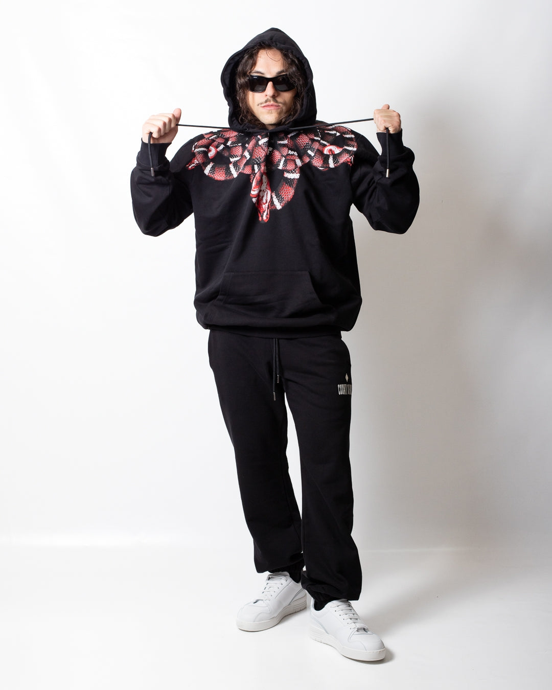 Felpa Marcelo Burlon con cappuccio "Red Snake" uomo