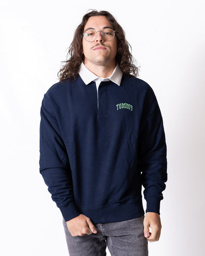 Felpa polo Tommy Jeans con collo a contrasto e logo stampato