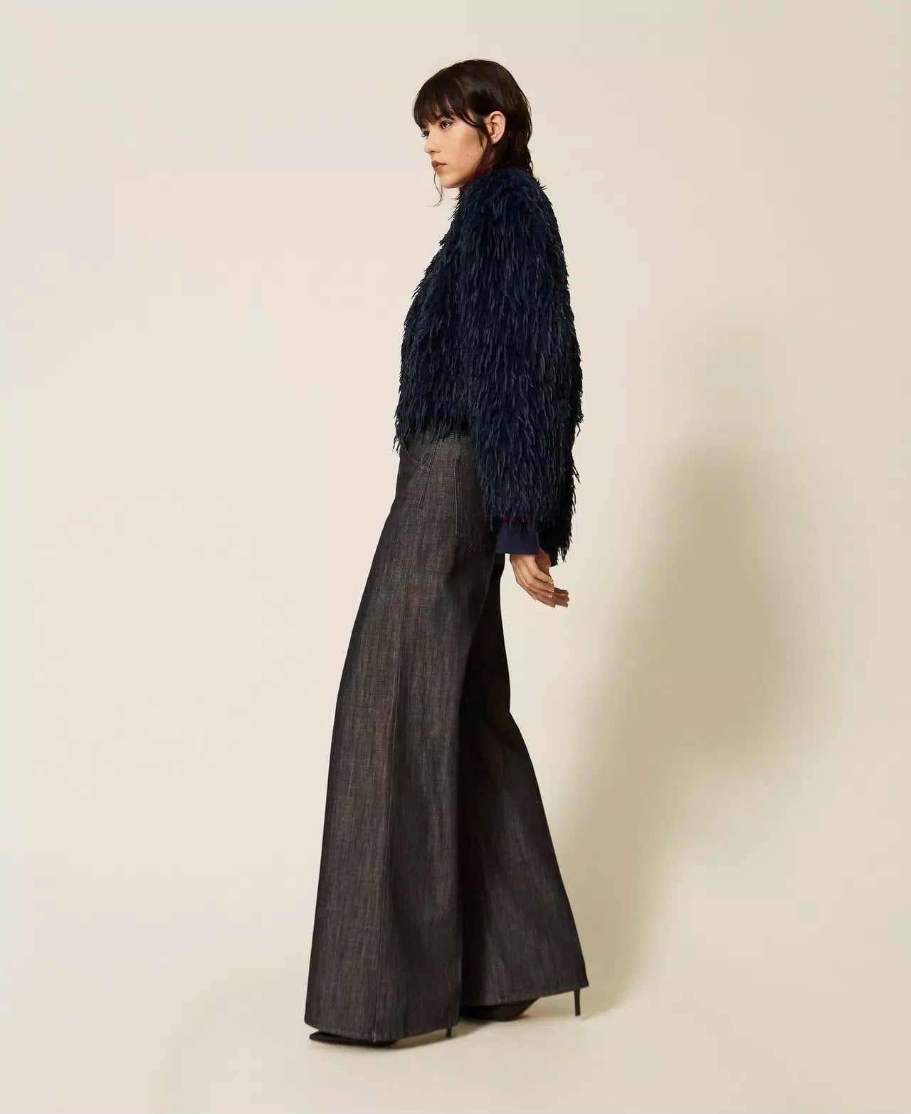 Jeans Twinset Actitude wide leg con cintura donna