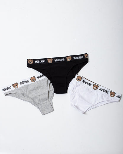 Slip Moschino Underwear tri-pack con logo Teddy donna