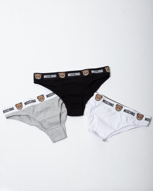 Slip Moschino Underwear tri-pack con logo Teddy donna