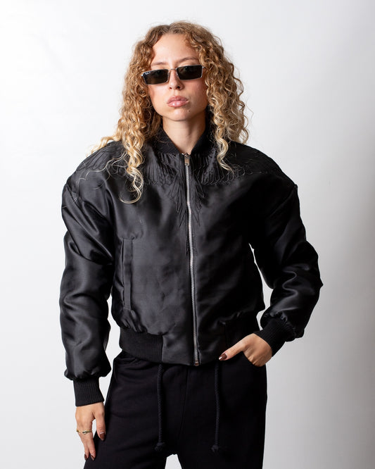 Giubbotto Marcelo Burlon bomber con logo ricamato donna