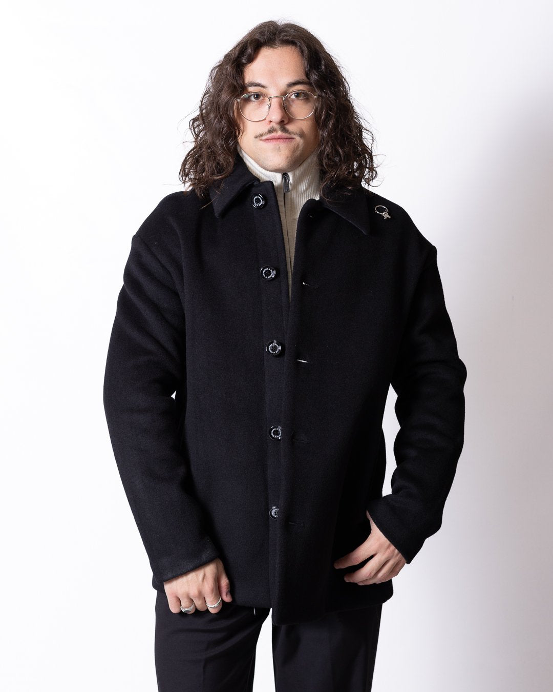 Cappotto Richmond X in lana con dettaglio spilla