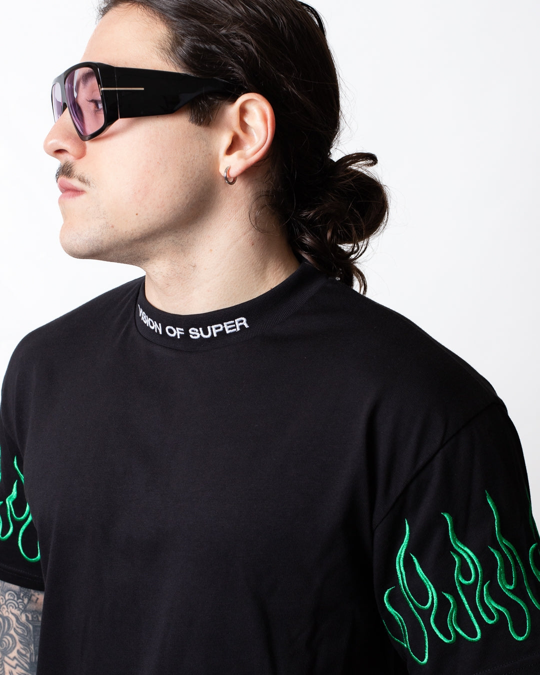 T-Shirt Vision of Super "Green Flames" uomo
