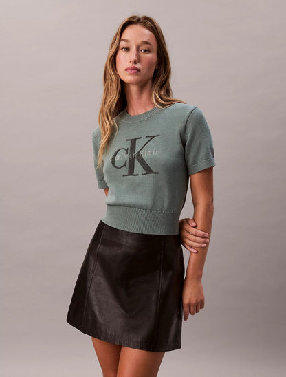 T-Shirt Calvin Klein in maglia con logo teddy donna