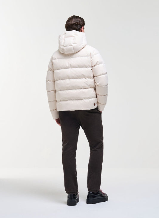 Giubbotto Colmar "Flannel Hooded Down Jacket" con dettagli e logo in pelle