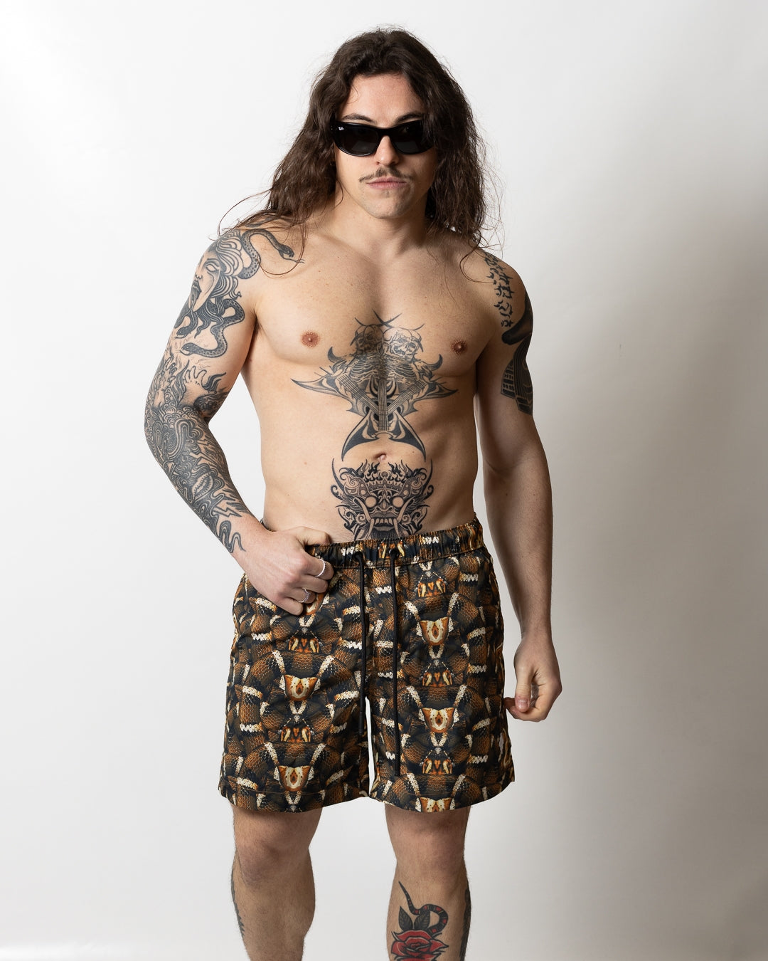 Boxer mare Marcelo Burlon "Brick Red Snake" uomo