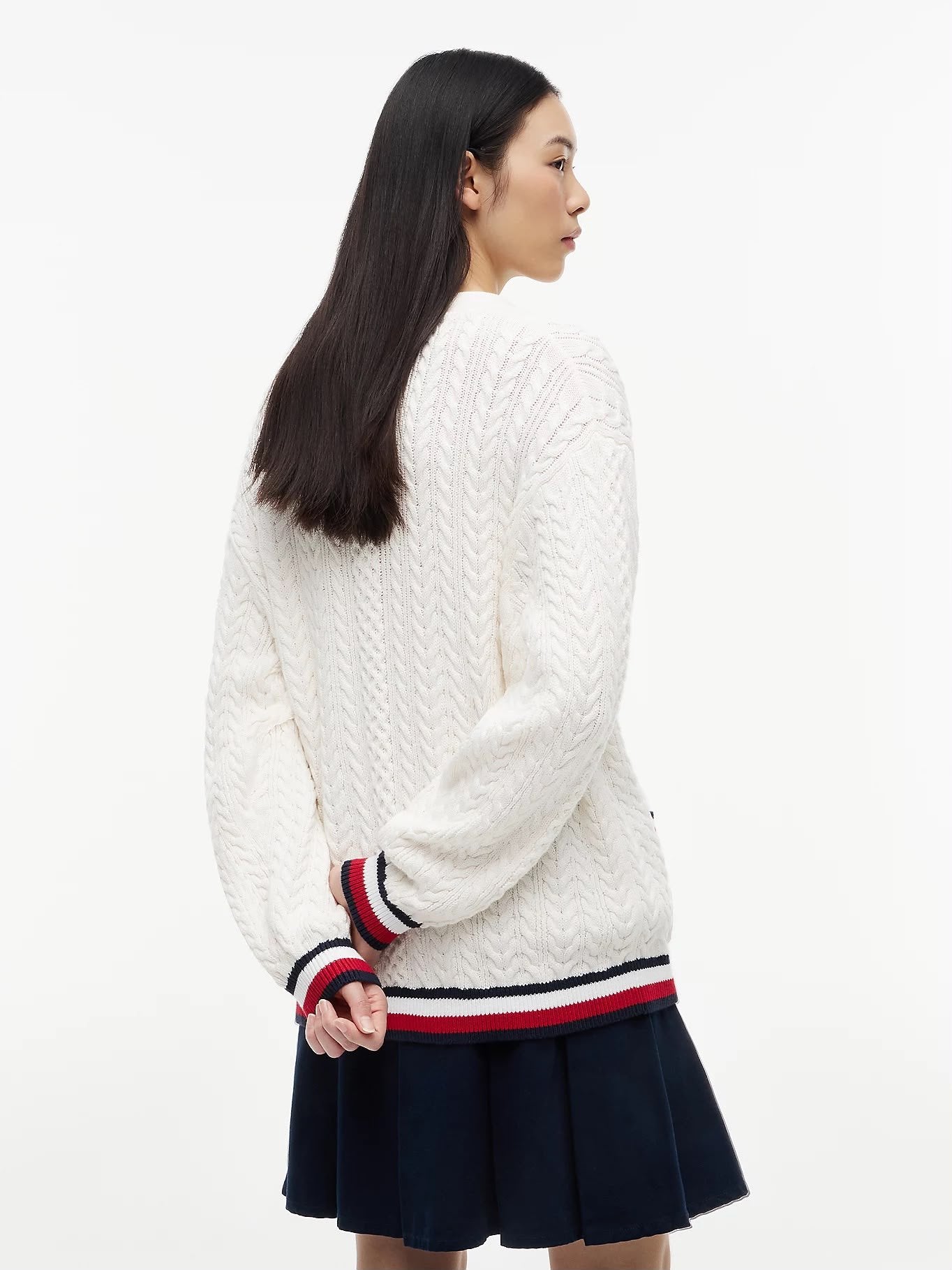 Cardigan Tommy Jeans ricamato con bordi a contrasto donna