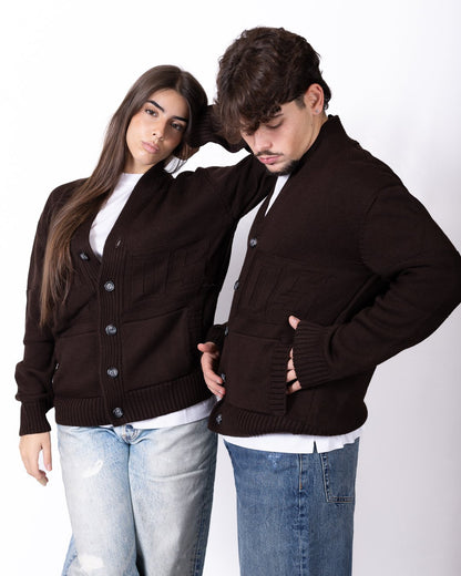 Cardigan GCDS in lana con logo jacquard