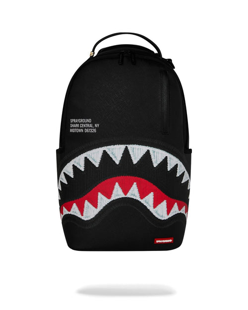 Zaino Sprayground nero SHARK CENTRAL BLACK EMBROIDERED SHARK BACKPACK