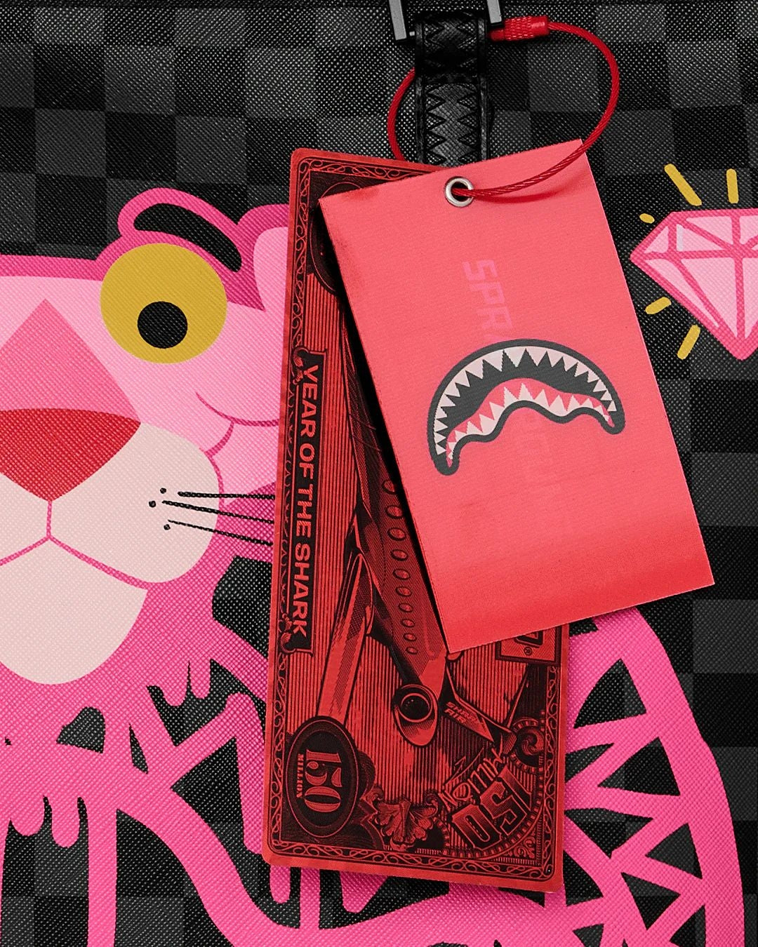 Borsa Sprayground nero "Pink Panther: drippy diamons tote"