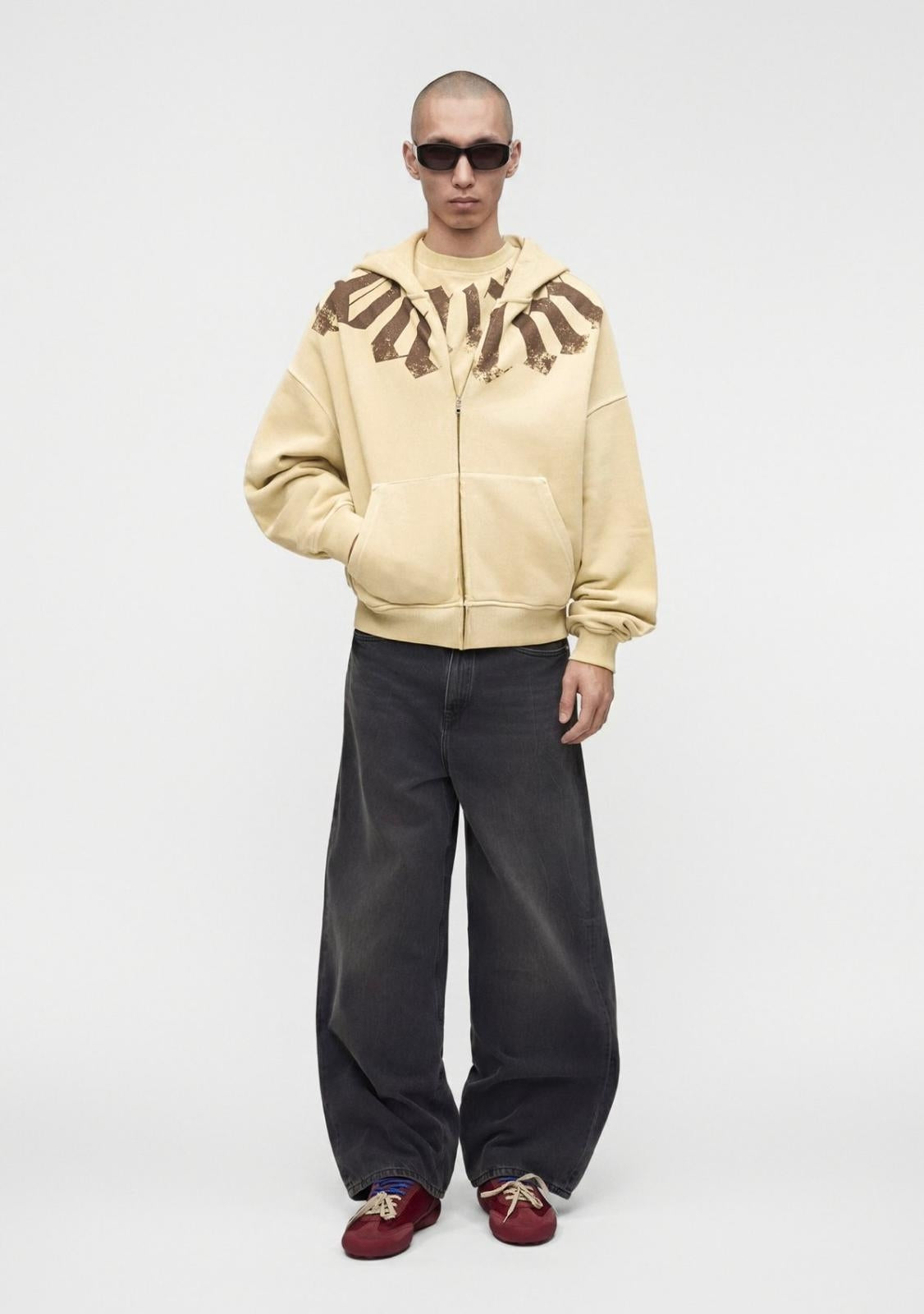 Felpa Palm Angels fullzip con cappuccio "Big Neck Logo" uomo