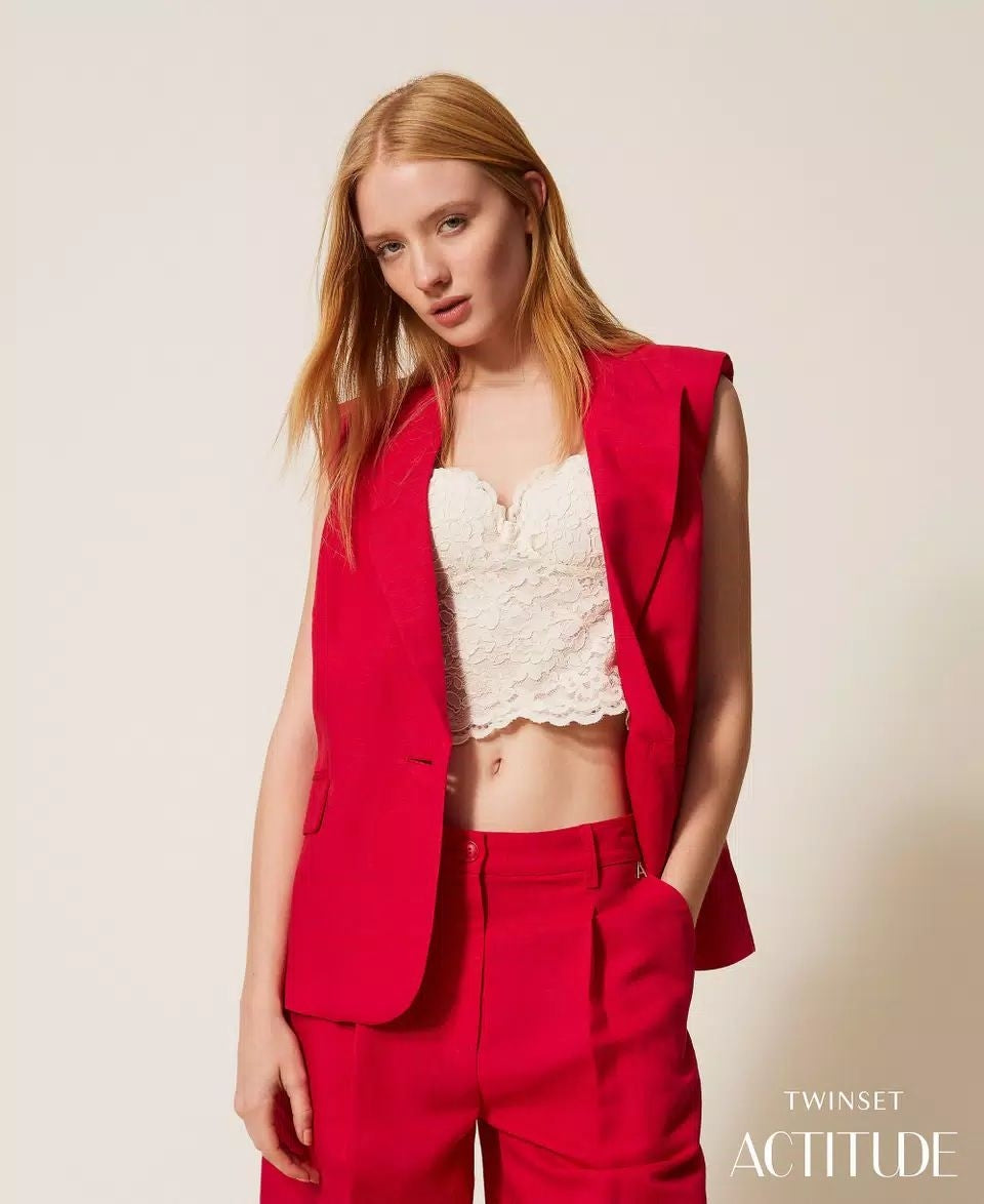 Gilet Twinset Actitude in misto lino donna