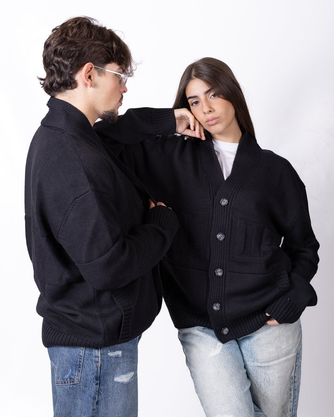Cardigan GCDS in lana con logo jacquard