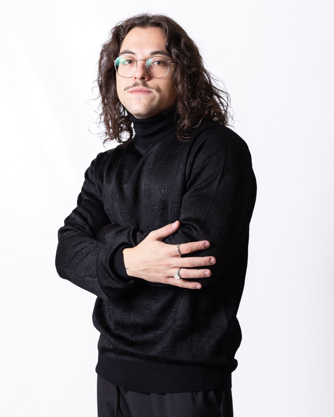 Maglia Philipp Plein "Merino Wool Knit Turtleneck Jacquard Monogram