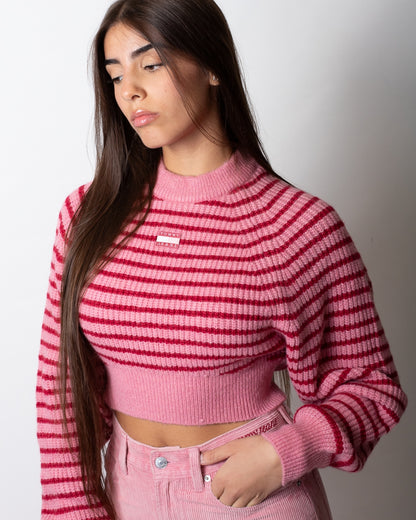Maglia Tommy Jeans girocollo cropped a strisce donna