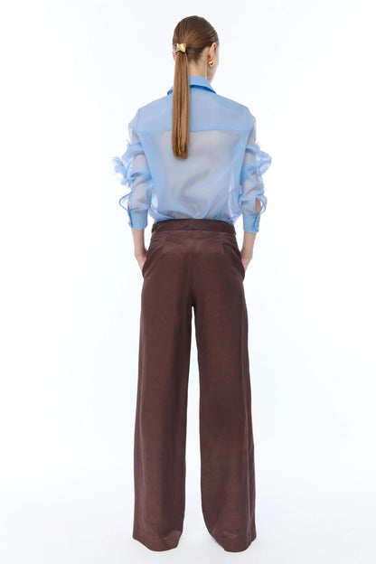 Pantalone Nenette fluido a gamba larga donna