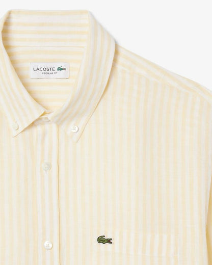 Camicia Lacoste regular in lino a strisce uomo