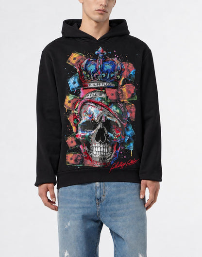 Felpa Philipp Plein "Multicolor Skull Dollar" con cappuccio