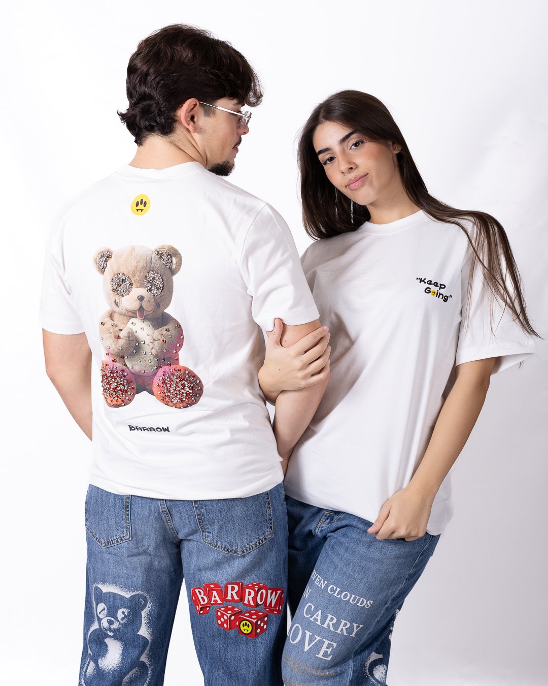 T-shirt Barrow con stampa "Teddy" e strass luminosi