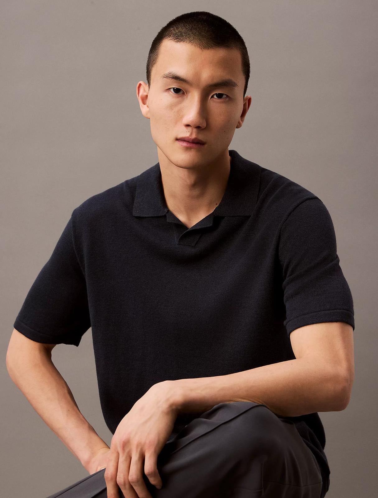 Polo Calvin Klein in misto lino e seta uomo