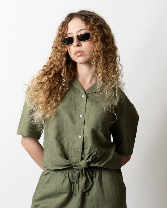 Camicia Tommy Jeans in misto lino con nodo donna