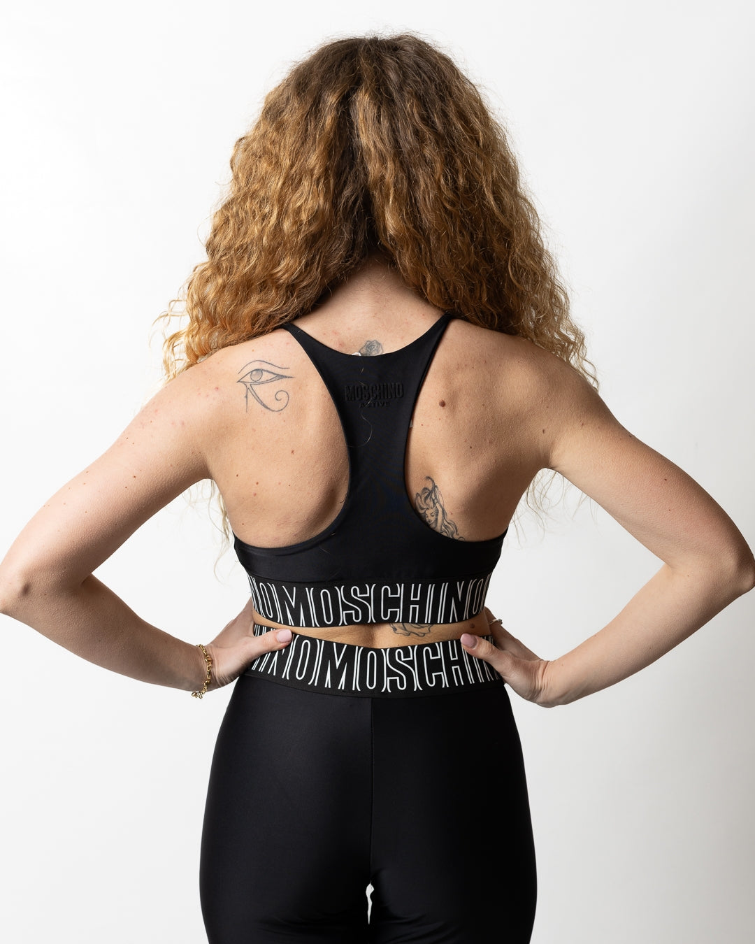 Top Moschino Active cropped in satin donna