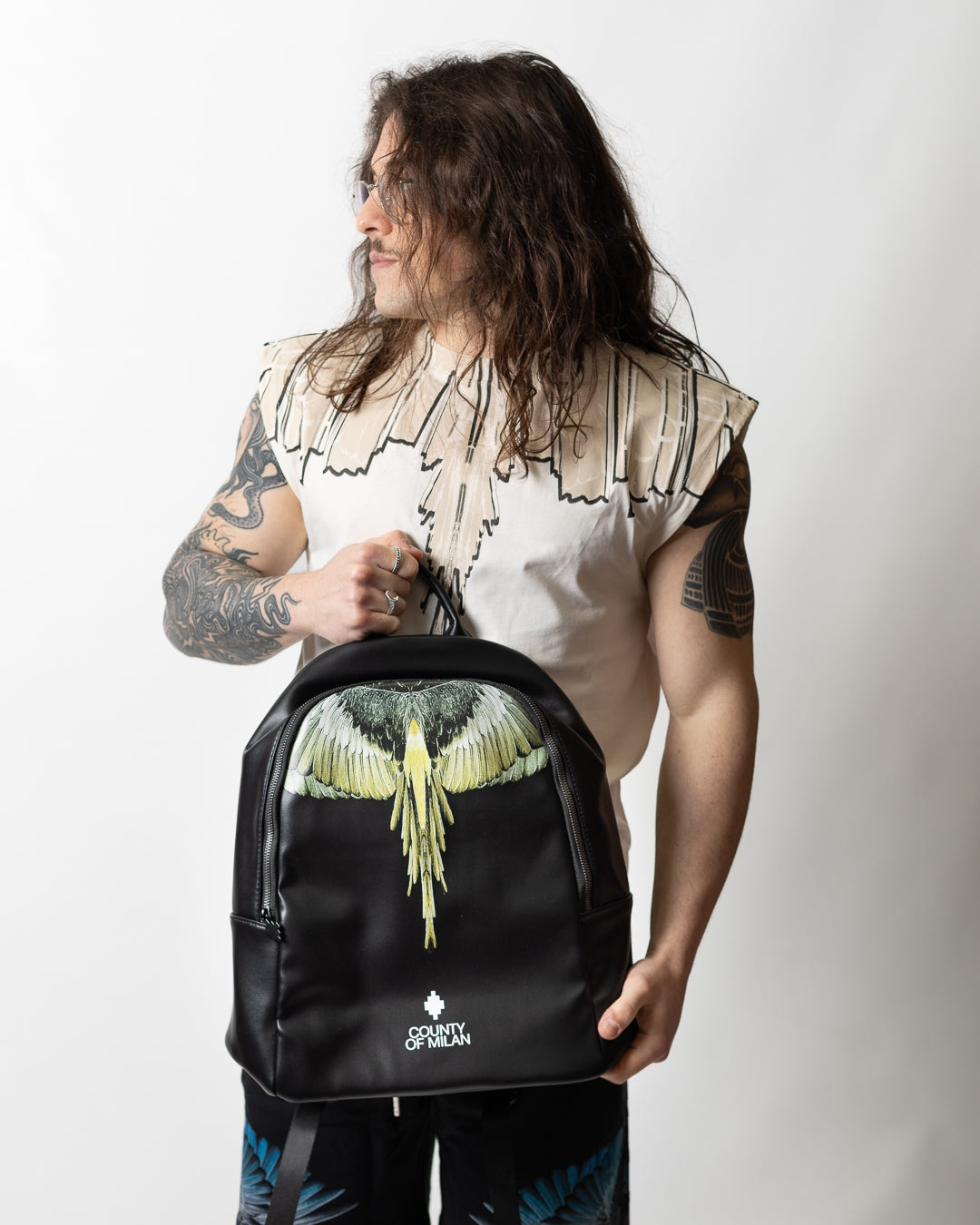 Zaino Marcelo Burlon in ecopelle "Icon Wings Yellow"