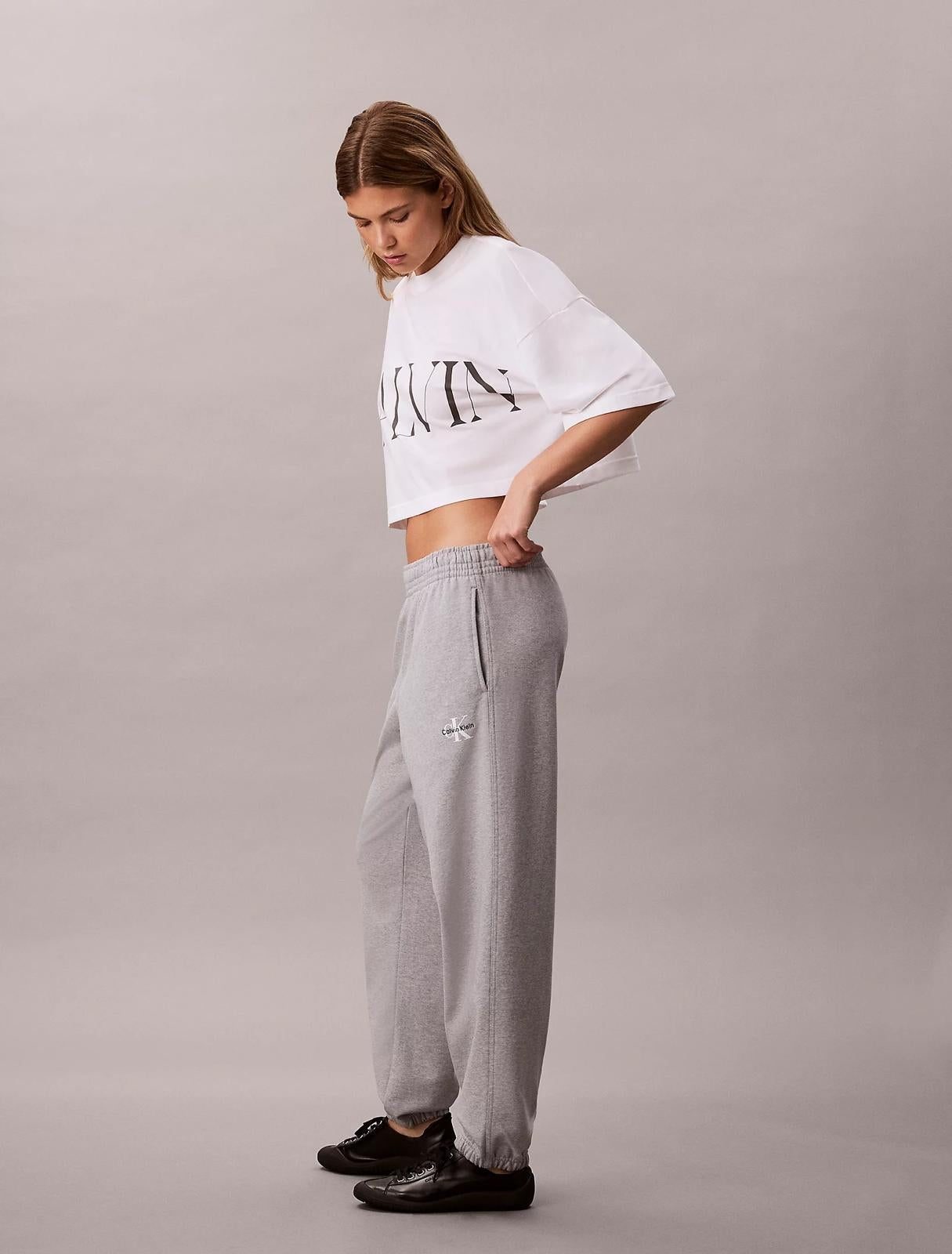 Pantalone Calvin Klein in felpa con logo ricamato donna