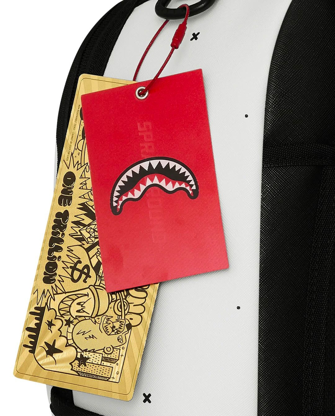 Zaino Sprayground bianco SHARK CENTRAL LIQUID CHROME BACKPACK