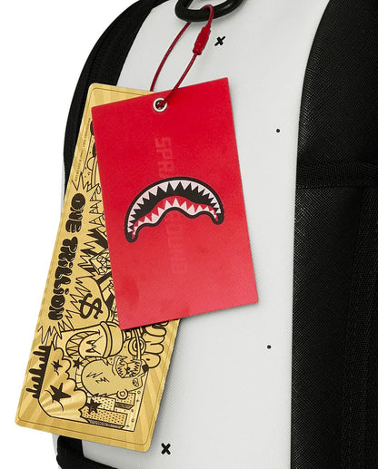 Zaino Sprayground bianco SHARK CENTRAL LIQUID CHROME BACKPACK