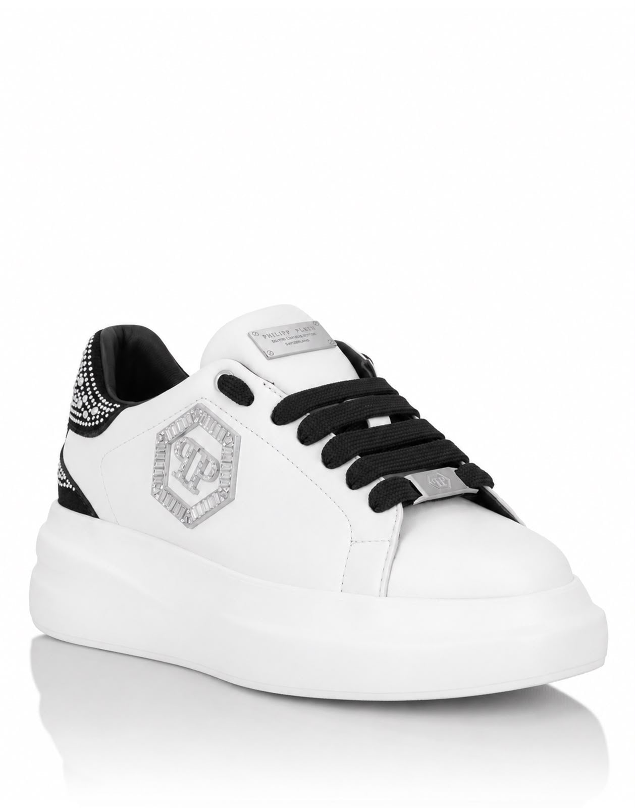 Scarpe Philipp Plein in pelle con logo e brillantini
