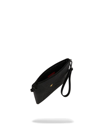 Pochette Sprayground nero BLACKED OUT EMBOSSED GOLD TOOTH CROSSOVER CLUTCH con tracolla