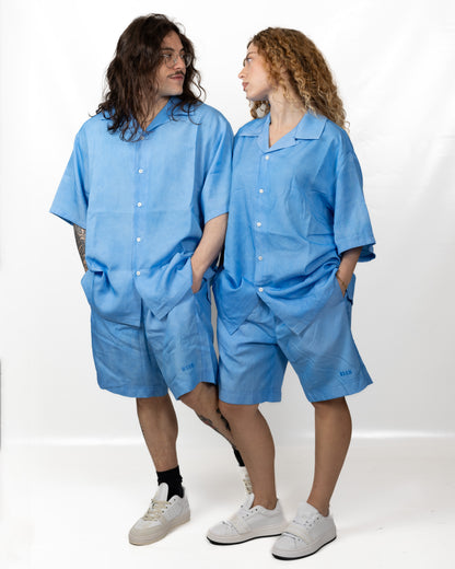 Bermuda MSGM effetto lino con logo ricamato