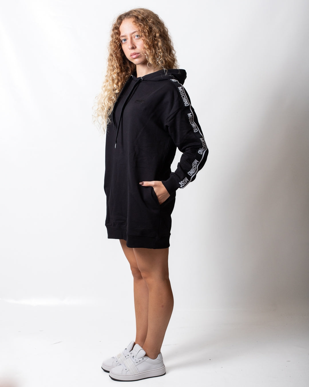 Felpa Moschino Underwear con cappuccio e fasce logate donna