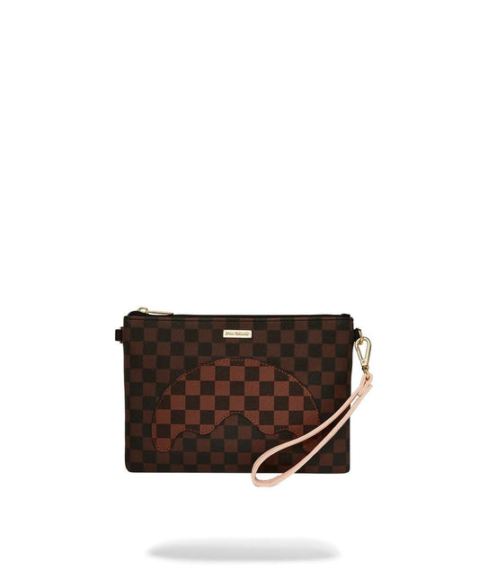 Pochette Sprayground marrone boujee strap clutch con tracolla