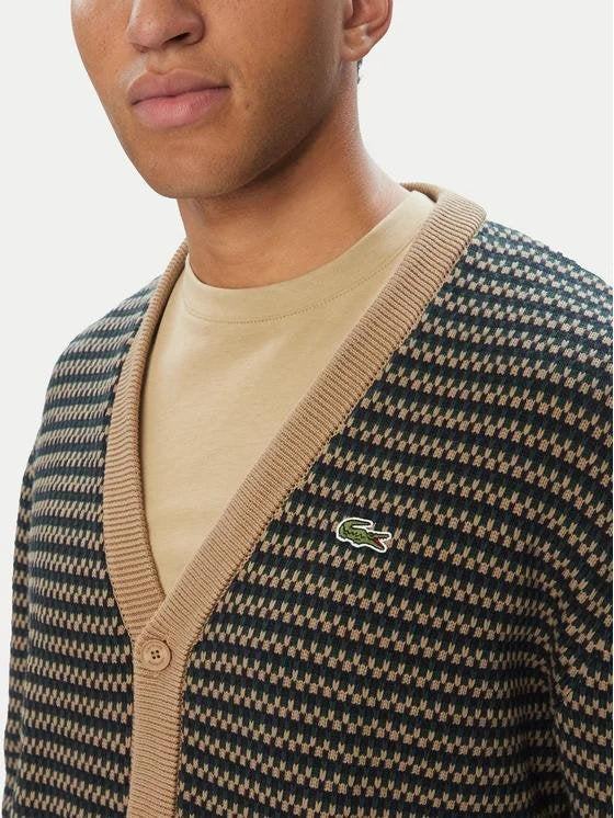 Cardigan Lacoste jacquard con logo ricamato