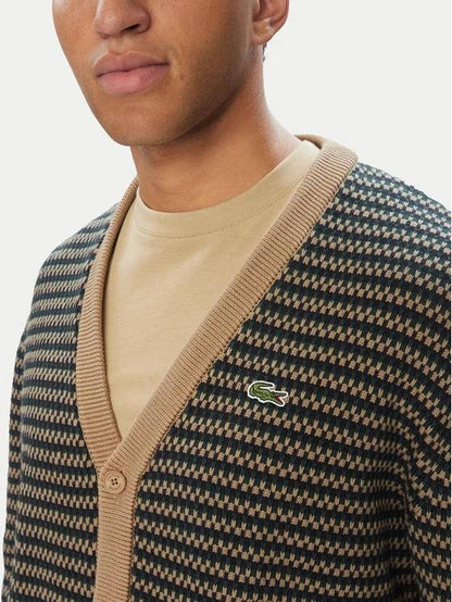 Cardigan Lacoste jacquard con logo ricamato